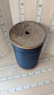 Antique Giant Spool Of Thin Thread Wood Spool Black Colored Thread 6  Tall X3 5 