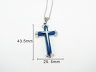 Double Cross Pendant Necklace Silver Stainless Steel - Blue   Silver