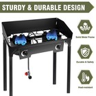 2 Burner Outdoor Camping Stove With Windscreen  150 000 Btu Propane Gas Cooker