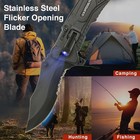 Tactical Spring Assisted Open Blade Folding Pocket hunting Knife  led Flashlight