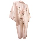 Vintage Womens Japanese Made Pink Floral Embroidered Kimono Robe Wedding Bride