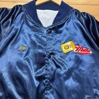 Vintage 80s 90s Miller Lite Beer Can Logo Snap Promo Satin Bomber Jacket - Large