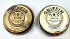 Pair Vintage Griffin Wax Shoe Polish Abc Brown Tin Cans