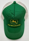 Vintage John Deere Hat Cap Snap Back Green W  White Mesh Trucker Made Usa 80s
