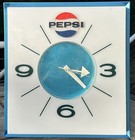 Vintage Pepsi Cola Wall Clock Sign Electric G-665 Square Working Blue