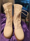 Altar   d State Cream Sherpa Combat Boots Lace Up Lug Sole 7m