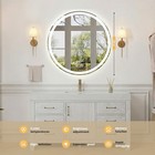 28  Round Led Bathroom Mirror Wall Mounted anti-fog dimmable 3-color Lights