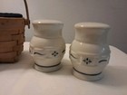 Longaberger Pottery Woven Traditions Salt   Pepper Shakers In Basket Combo