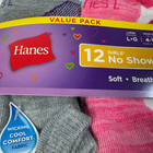 Hanes Girls Cool Comfort No Show Ankle Socks 12-pack Soft Breathable Large 4-10