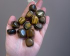 Tigers Eye Crystal Gemstone Polished Rune Set With Organza Bag Not Flat
