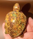 Carved Rainforest Jasper Turtle Figurine Natural Rhyolite Gemstone Sculpture