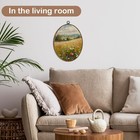 Vintage Cottagecore Wildflower Oval Canvas Art Wall Decor  Rustic Landscape F   