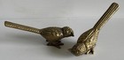 Pair Of Vintage Solid Brass Bird Sparrow Figures