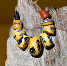 Antique Venetian Yellow Italian Eye   French Cross Stripe Beads  African Trade