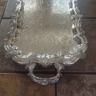 Vintage English Silver Mfg Corp Large Silver Plated Etched Platter Tray