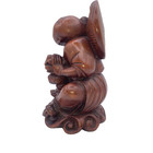 Vintage Asian Figurine Hand Carved Wood 8  Tall X 5  Wide Beautiful Details
