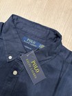 Nwt Polo Ralph Lauren Men s Classic-fit 100  Linen Shirt Longsleeve Navy Size M