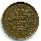 1804 C-13 Plain 4 No Stems Draped Bust Half Cent  Anacs Vg 10