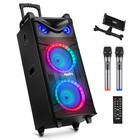 Moukey Portable Party Speaker Bluetooth Singing Machine With 2pcs Wireless Mics