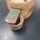 Vintage Wood   Cast Iron Pulley Block   Tackle - Anchor Logo