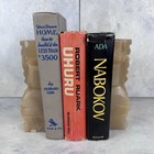 Vtg Carved Stone Onyx Marble Aztec Mayan Tiki Statue 8  Bookends 1950s