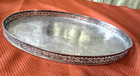 Barker Ellis England Silverplate Oval Gallery Tray 8 5x11    Pierced Rim Vintage