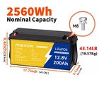 New 12v 200ah Lifepo4 Lithium Battery 2560w Deep Cycle Bms For Solar Rv Off-grid