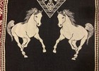 Vintage Mexican Poncho Blanket With Hoodie Equestrian Horse Design  Reversible