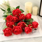 12x Artificial Single Rose Bud With Stem Silk Flowers Fake Bouquet Wedding Party