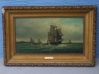 Antique Maritime Seascape Oil Painting Brigantine Howe J Farret Ornate Frame