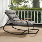 Oversized Patio Rocking Chair With Soft Thick Cushion  Steel Outdoor Lounge