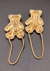 Set Vtg Gold Toned Teddy Bears With Chain  eye Glasses Holders  