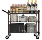 Bronze Utility Rolling Cart  3 Tier Heavy Duty Metal Cart With Wheels   Handle