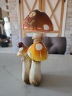 Vintage Retro Mushroom Set Figure With Ladybug 9 5  Tall - 000820