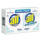 All Free Clear He Liquid Laundry Detergent dryer Sheet Dual Vend Pack  100 ctn