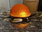 Turtle Lamp W amber Tiffany Style Glass Shade  Brass Base Tortoise Night Light