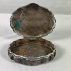 Italian Engraved 800 Silver Oval Snuff Trinket Pill Box Floral Leaf Motif  Vtg