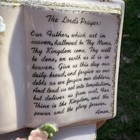  Vtg  Lefton  the Lord s Prayer  Pink Repousse  Posey Wall Pocket Vase Planter