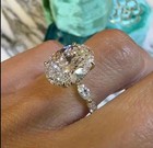 Solitaire Engagement Ring 14k White Gold Plated 2 3ct Oval Cut Real Moissanite