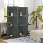 5 Panel Privacy Screen  Room Divider With 3 Shelves Gray