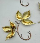 Vintage Mid Century Modern Brass Copper Wall Art Decor Leaves Butterfly Set Of 6