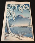 Hasui Kawase Woodblock Print  clear Snow On Mount Fuji  tagonoura   1932 Ukiyo-e