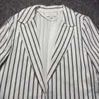 Love   Piece Collection Women s Sz M White Blue Stripe Blazer Jacket Hook Button
