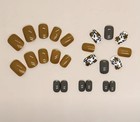 24 Pcs Short Square Brown Floral Press On Nails