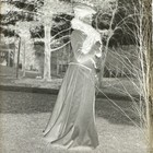 Antique Glass Dry Plate Photo Negative Woman Elegant Edwardian Dress Trees C1900