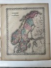 1855 Colton s Atlas Hand Colored Engraving Map Sweden And Norway
