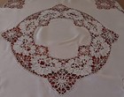 Antique Bobbin Bedfordshire Lace Tableloth Raised Cluny Linen Ivory 59 