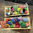 Assorted Interactive Cat Toy Lot - Balls  Mice  Springs  Plush Catnip Kicker