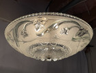 Restored 16  Antique Vtg Art Deco Semi Flush Mount Ceiling Light Glass 1920s 40s