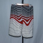 Rusty Mens Striped Board Shorts White Grey Red Recycled Materials Size 32